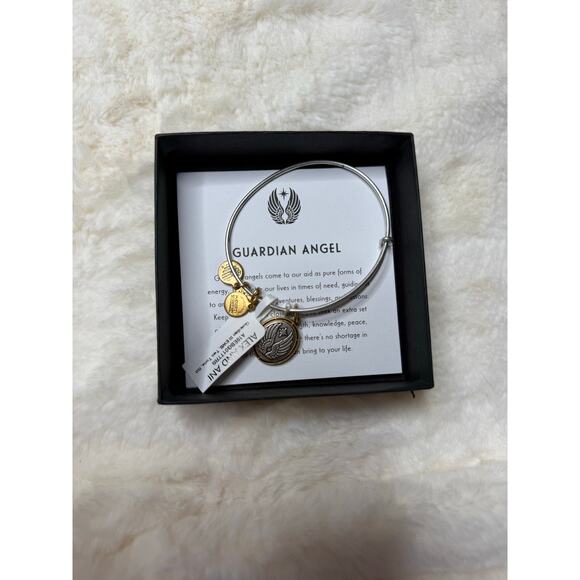 Alex and Ani Guardian Angel Charm Bangle Bracelet | Silver & Gold Tone - Picture 3 of 5